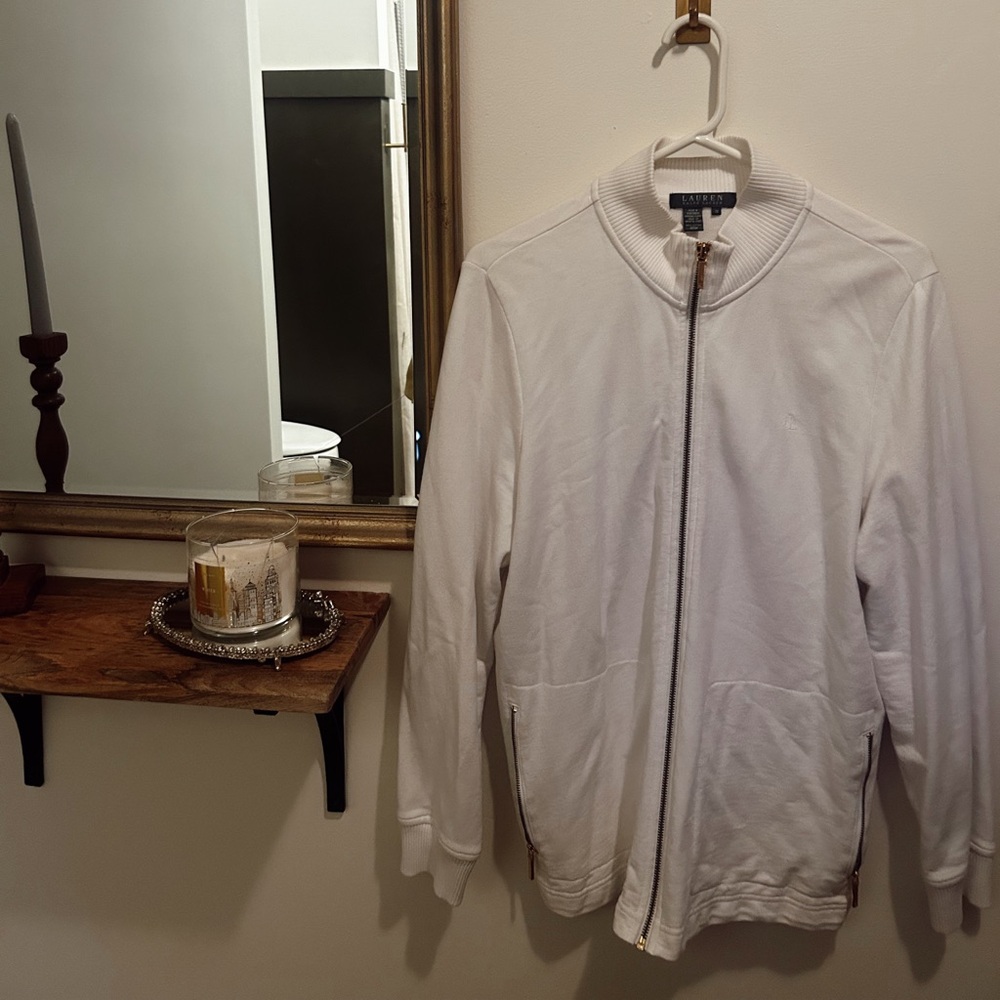 Womens Ralph Lauren white gold zip up